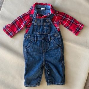 Baby GAP boys overall flannel outfit